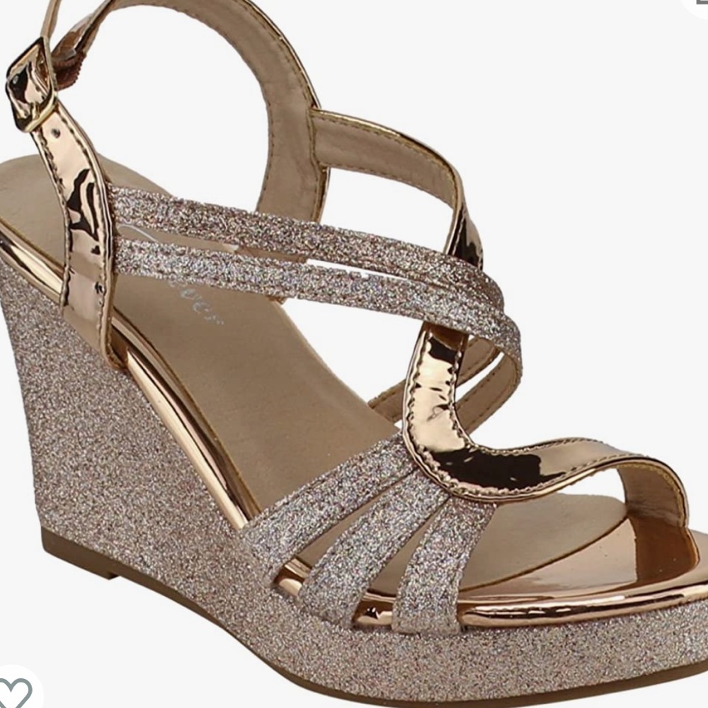 Forever Rose Gold Glitter Wrapped Wedge Heel